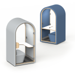 entryway to ARC Pod soundproof phone booth with soft-touch arch and customizable colors