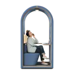 Entryway to ARC Pod soundproof phone booth with soft-touch arch and customizable colors