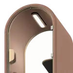 ARC Pod luxury phone booth with striking curved wood-effect roof and premier designer upholstery